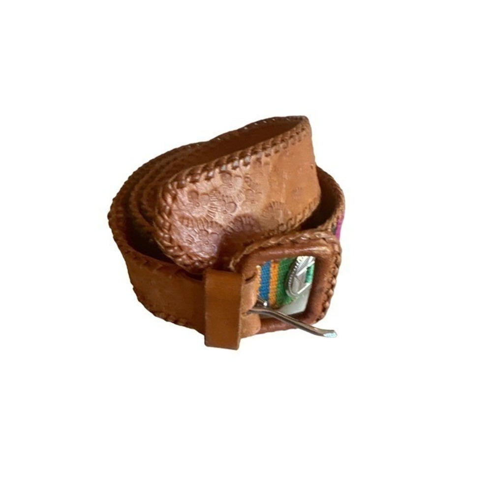 Multi Color Leather‎ Belt Guatemala Metal Detail Size Medium
